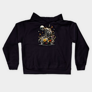 Botany skeleton and butterflies Kids Hoodie